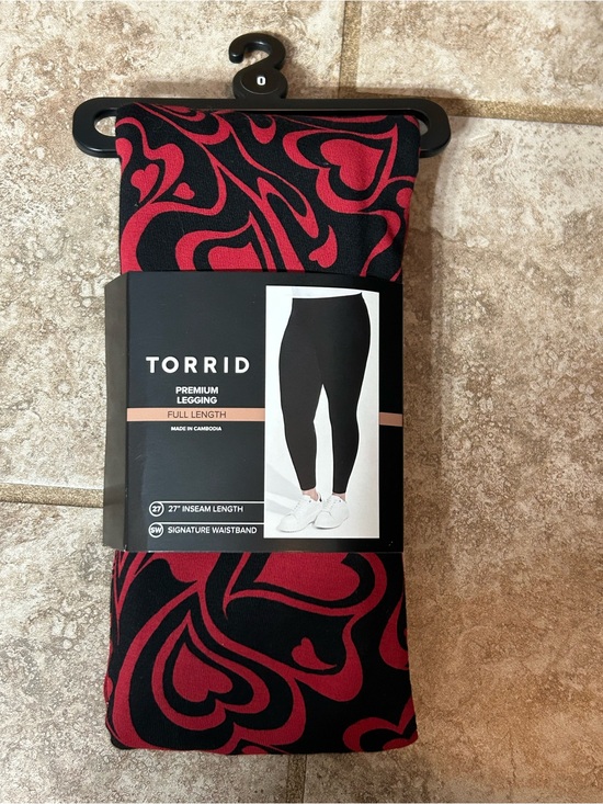 torrid Pants - torrid Black Leggings with Red Heart Swirl Print